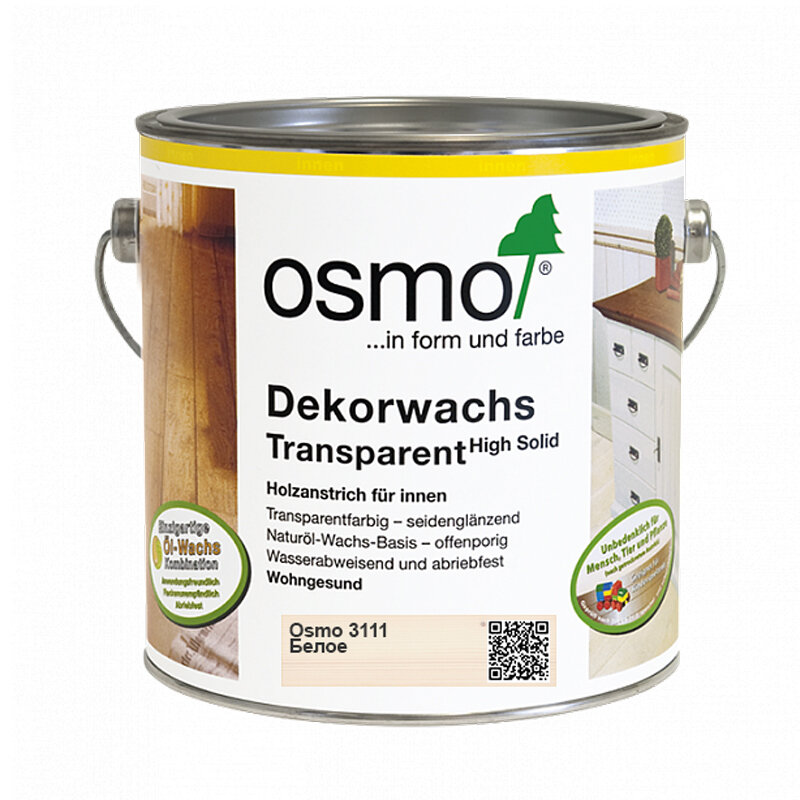 Osmo Масло цветное, прозрачное Osmo 3111 Dekorwachs Transparente Tone 750 мл. (Белое)
