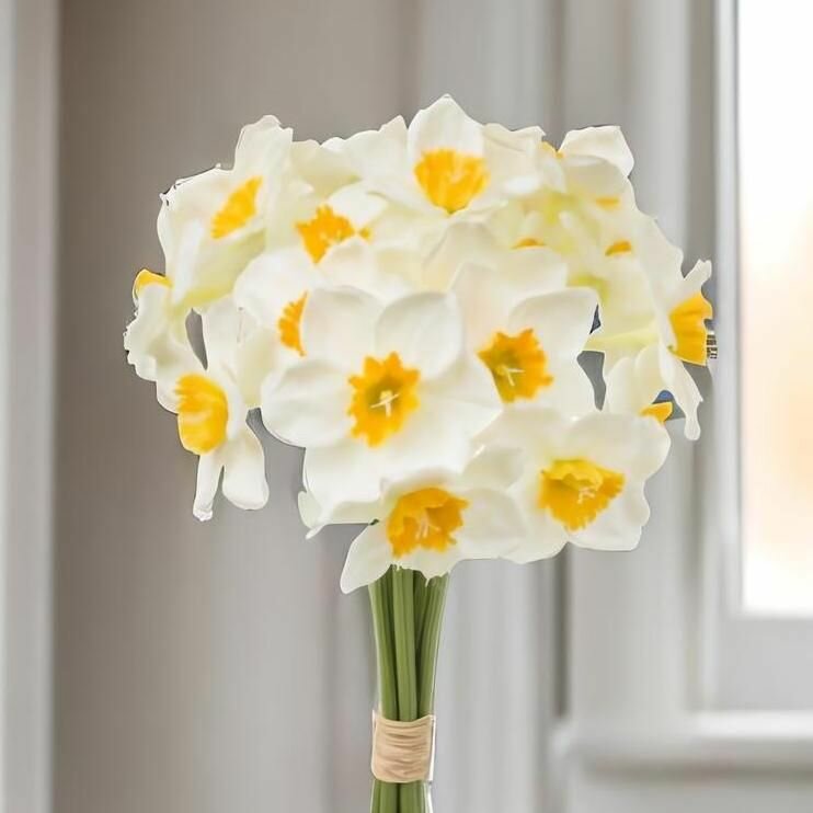 Искусственные цветы для декора Нарцисс букет высота 41см