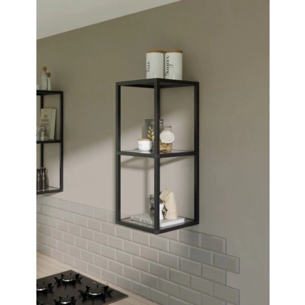 фото Полка-каркас навесная под стекло 300х300х720 мм черный муар