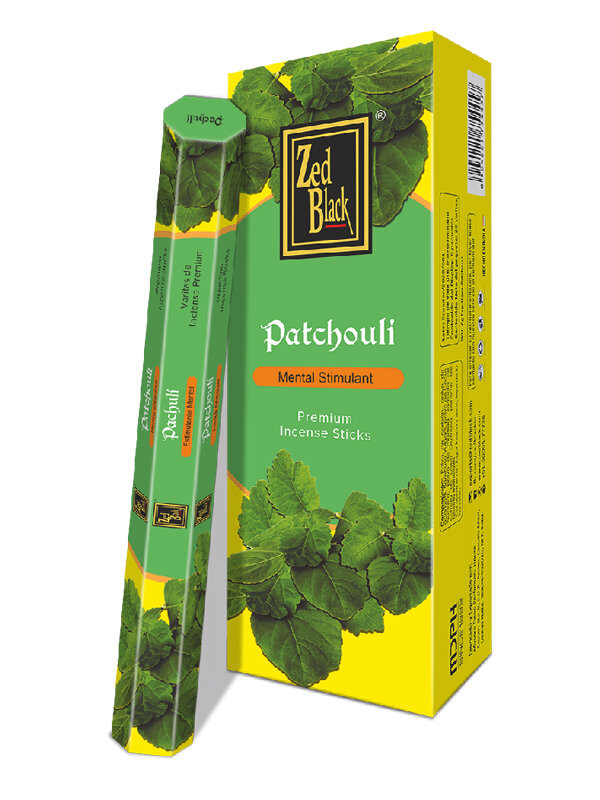 PATCHOULI Premium Incense Sticks, Zed Black (пачули премиум благовония палочки, Зед Блэк), уп. 20 палочек.