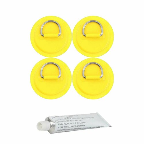 4 шт + клей Патч Рым для SUP доски с металлическим кольцом желтый