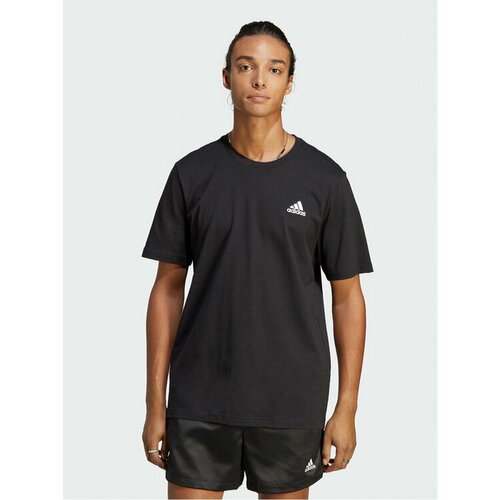 футболка adidas logo embroidered pullover round neck short sleeve black t shirt черный Футболка adidas, размер XXL [INT], черный