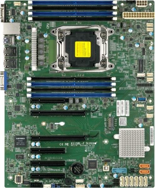 SuperMicro MBD-X11SRL-F-B , ATX, Intel® C422, LGA2066, 512GB ECC RDIMM 1TB Registered ECC LDIMM, Dual LAN with Intel i210 Gigabit Ethernet Controller,3