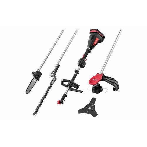 Триммер, кусторез, высоторез аккум. бесщёточный P.I.T. PTR20H-380C/2 (20В+20В, 255/380мм, 2акб, ЗУ) серебристый, красный, серый, черный