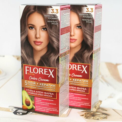 Краска 2 шт для волос 33 FLOREX-SUPER Пепельно-русый 605₽