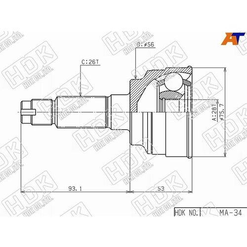 Шрус наружный MAZDA 323/FAMILIA/PROTEGE B3/B5/FP/ZL/FS 96-03/PREMACY CP8W 4WD