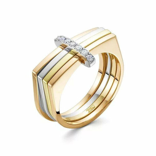 Кольцо Diamant online, красное золото, 585 проба, бриллиант, размер 18.5