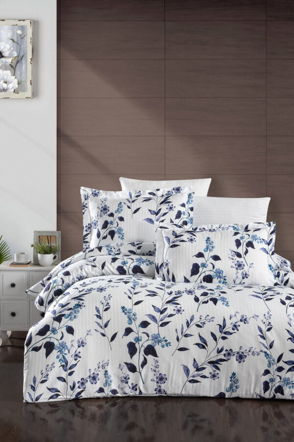 фото KARVEN Постельное белье Карвен Stripe Satin с цветным принтом семейное N251-SB013 (7пр.)