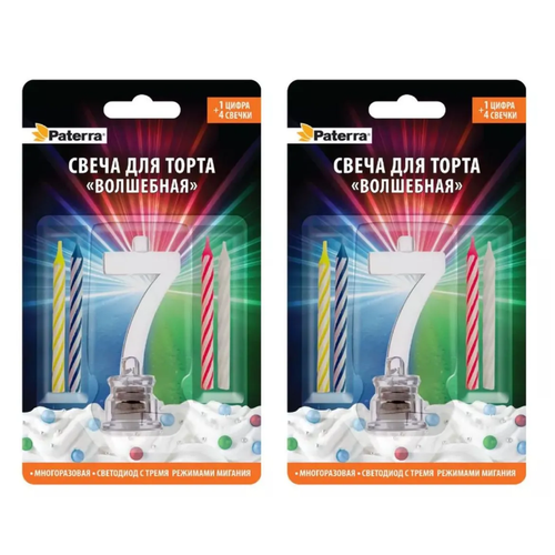 Свеча для торта Paterra Волшебная цифра 7 2 шт 780₽