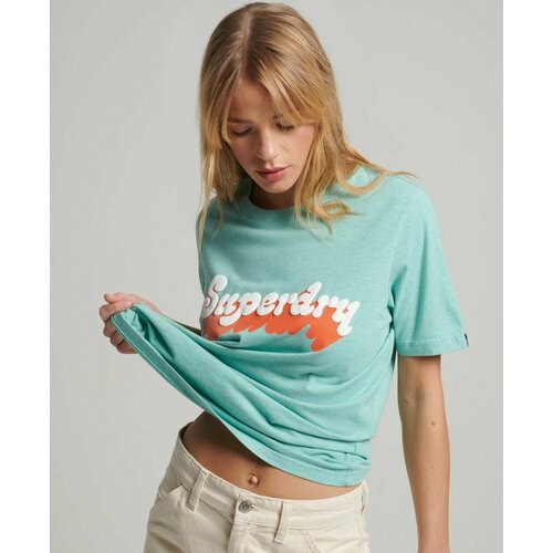 фото Футболка superdry vintage cooper city od tee, размер 8, голубой, оранжевый