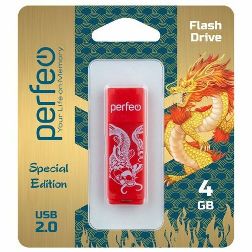 флэш диск usb perfeo 32gb c04 red koi fish pf c04rkf032 USB 2.0 накопитель C04 4GB Red Koi Fish