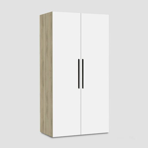 Шкаф распашной для одежды Аспен Е603 Со штангой 233х90х51 см Ф Белый К Кронберг с черными ручками 30300₽