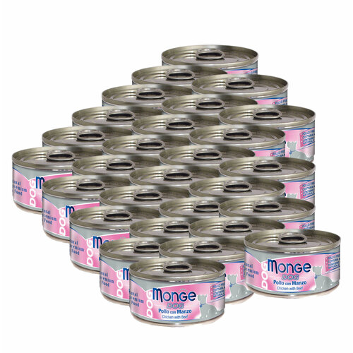 Влажный корм Monge Dog Natural для собак куриные кусочки с говядиной, консервы 95 г х 28 шт.