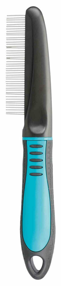 Расческа частая с крутящимся зубом, 22 см, пластиковая ручка, Trixie (товары для животных, 23771)
