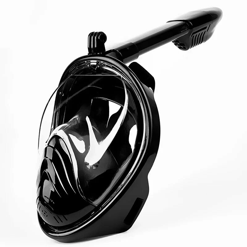 Полнолицевая маска для подводного плавания снорклинга XS Freebreath Детская черная с креплением для экшн-камеры