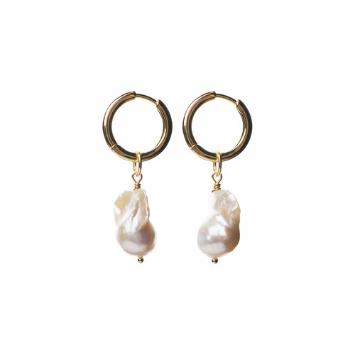 Серьги конго VERUSCHKA JEWELRY, жемчуг пресноводный культивированный, размер 20 мм, золотистый