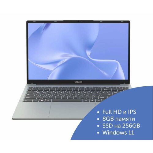 Ноутбук Vitumi Intel Celeron N4020C8GbSSD256Gb156IPSW11 темно-серый LV5PIW 2599900₽