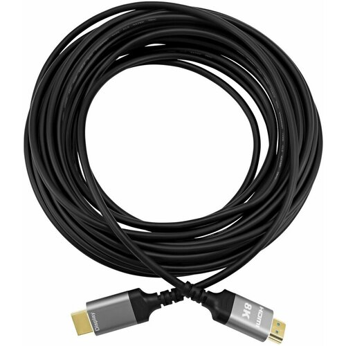 Кабель аудио-видео Digma HDMI 2.1 AOC, HDMI (m) - HDMI (m), ver 2.1, 50м, GOLD, черный [hdmi-aoc2.1-50]