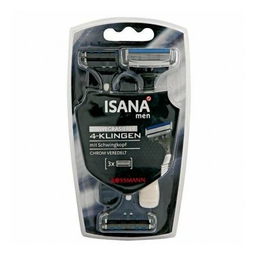 ISANA men Одноразовые бритвы для мужчин 4-Klingen, 3 шт.