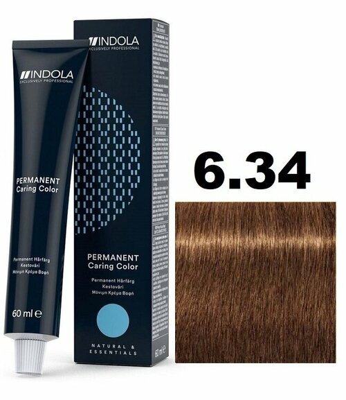 Indola Permanent Caring Color Крем-краска для волос 6/34 темный блондин золотистый медный 60мл