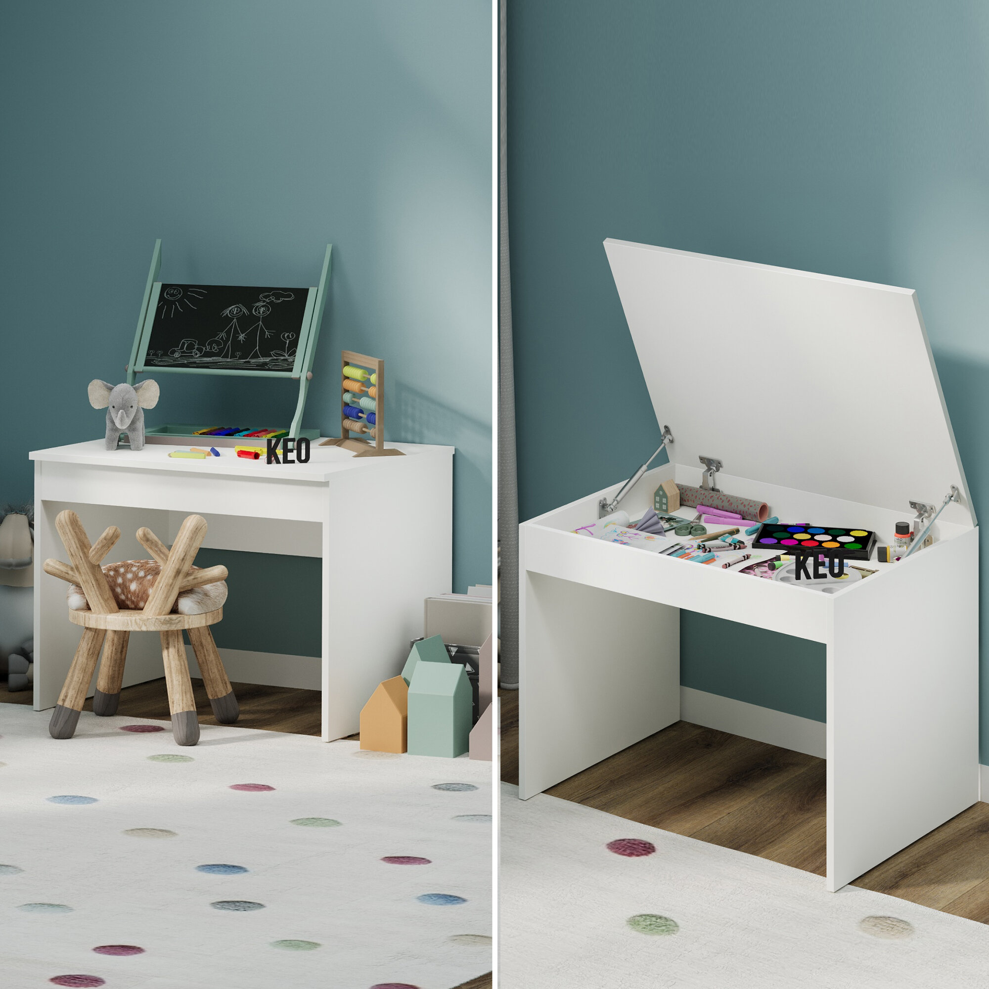 фото Стол в гостиную прихожую коридор письменный парта в детскую комнату Кео СЛД-001 молочный белый