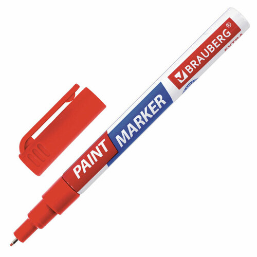 Маркер-краска лаковый EXTRA (paint marker) 1 мм, красный, усиленная нитро-основа, BRAUBERG, 151964 упаковка 12 шт.