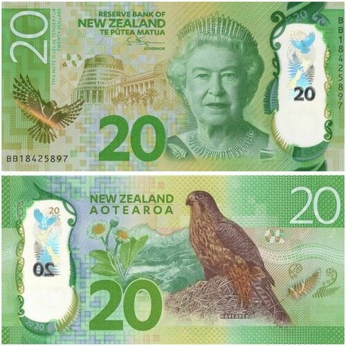 Банкнота Новая Зеландия 20 долларов 2018 год UNC новая зеландия 100 долларов 2016 г желтоголовая мохуа unc пластик