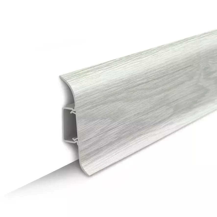 фото Плинтус напольный 55 мм 2,2 м Идеал Классик, Дуб айсберг, 1 шт (НЕ забудьте приобрести комплектующие К плинтусу)