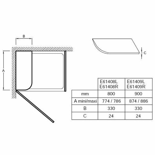 Душевое сиденье правое Jacob Delafon Torsion E61409R-00