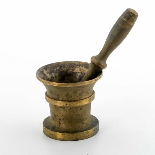 Ступа ступка с поперечным пояском в комплекте с пестиком бронза литье 7280₽