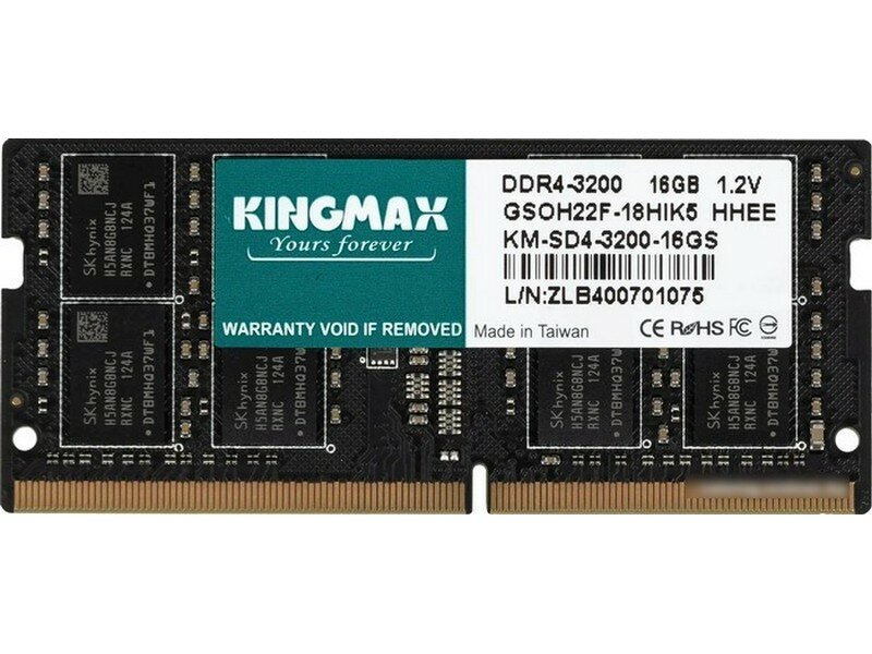 Оперативная память Kingmax DDR4 16Gb 3200MHz KM-SD4-3200-16GS