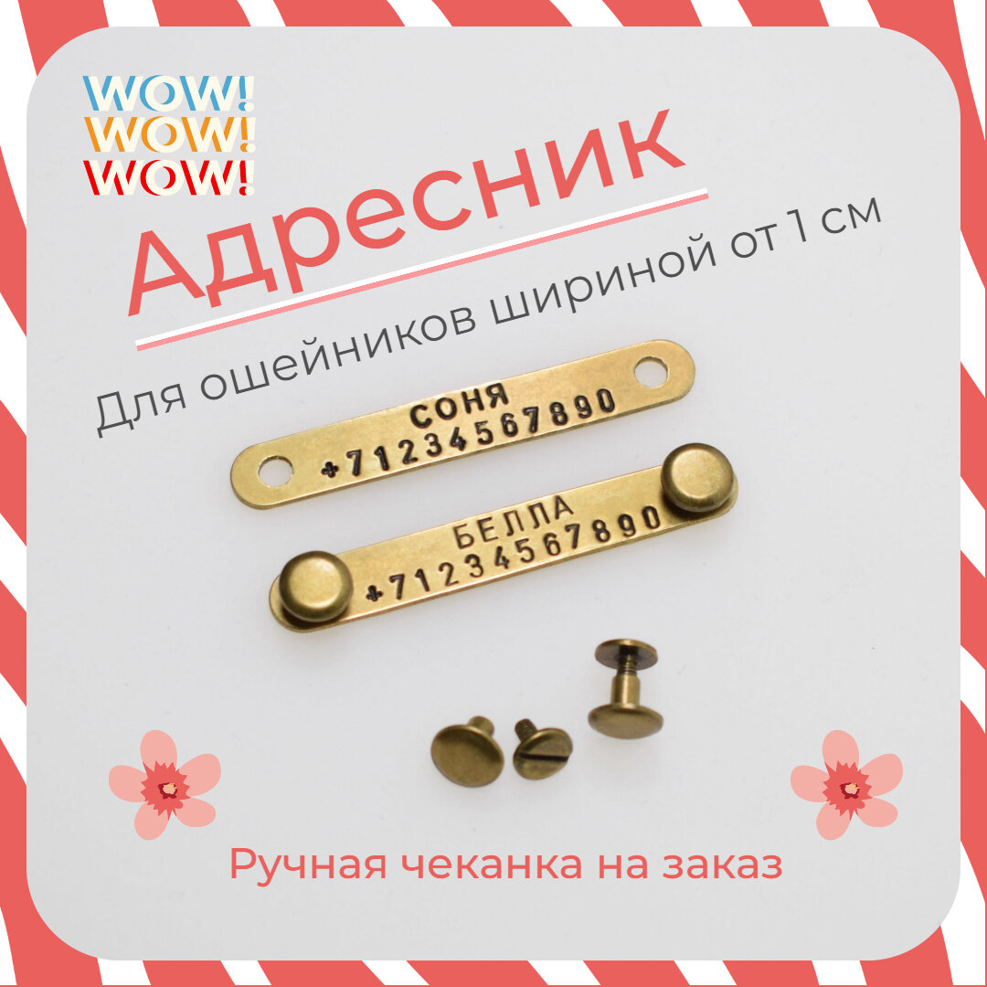 Адресник бирка для кошек и собак на ошейник 1х6,5 см DOG Goods