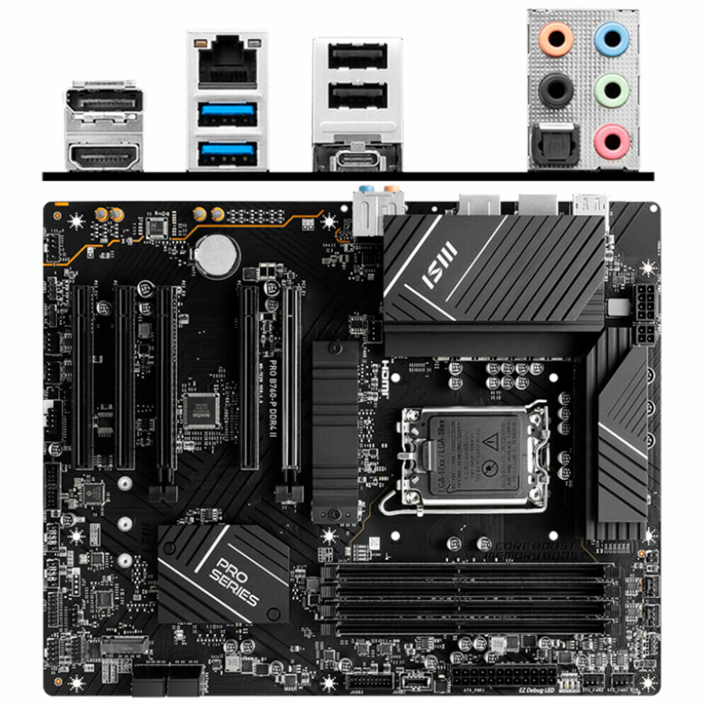 Материнская плата MSI Pro B760-P DDR4 II B760 Socket-1700 4xDDR4, 4xSATA3, RAID, 2xM.2, 5xPCI-E16x, 2xUSB3.2, 1xUSB3.2 Type C, DP, HDMI, Glan, ATX