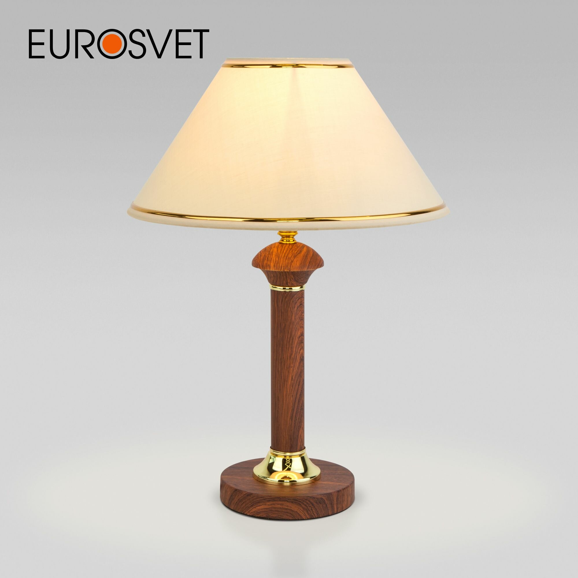 Классическая настольная лампа с абажуром Eurosvet Lorenzo 60019/1, цвет орех