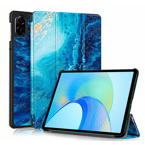 Чехол для планшета HONOR Pad X9 (11.5 дюйма), с магнитом и красивым рисунком (Волна) голубой