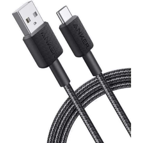Кабель Anker Power Line 322 USB-A - USB-C, 1.8 м, A81H6, черный