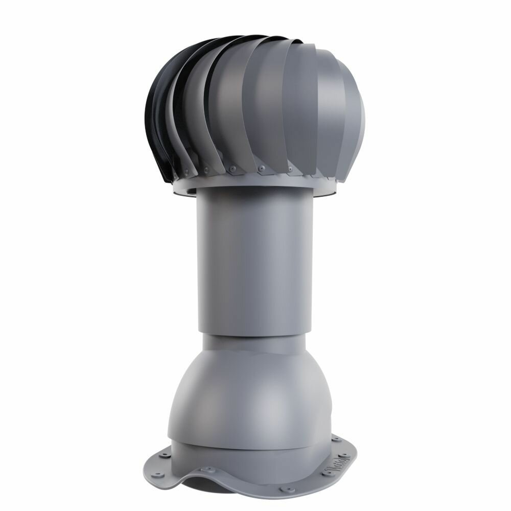 Роторная вентиляция Viotto, для металлочерепицы, d-110мм, h-550мм, утепленная, серый графит (RAL 7024)