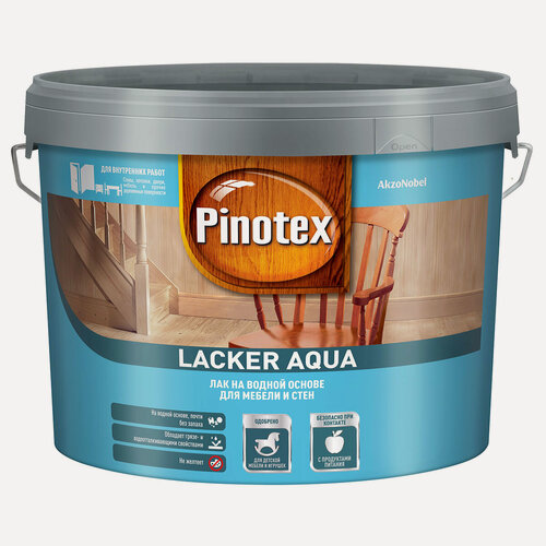 Изображение товара Лак PINOTEX LACKER AQUA 70 для мебели и стен, на водной основе, глянцевый 9л