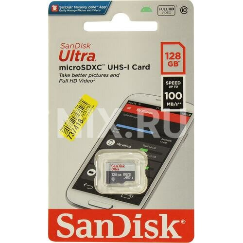 Карта памяти Sandisk microSDXC 128Gb Ultra Class 10 UHS-I (100/10 MB/s)
