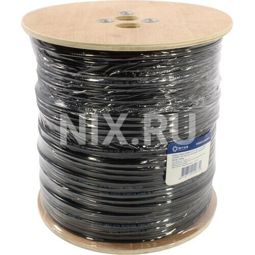 Кабель витая пара F/UTP 5e кат. 4 пары 5bites SOLID,24AWG,COPPER,PE,BLACK,OUTDOOR,MSGR,DRUM,305M - фото №1