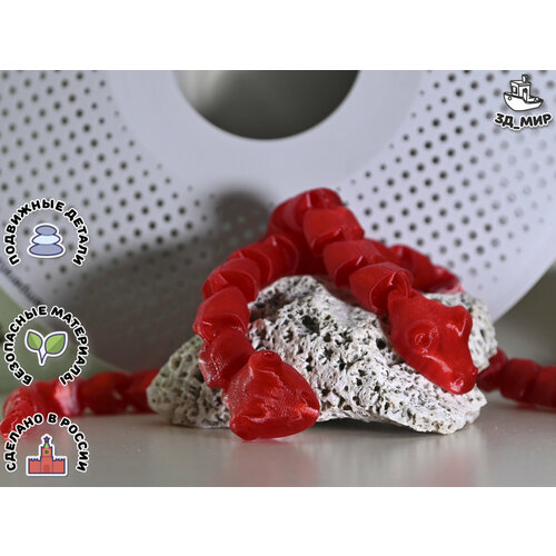 Подвижная антистресс-игрушка Змея вариант 1 красный 24см 300₽