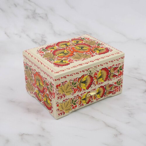 Шкатулка комодик для украшений Хохломская роспись