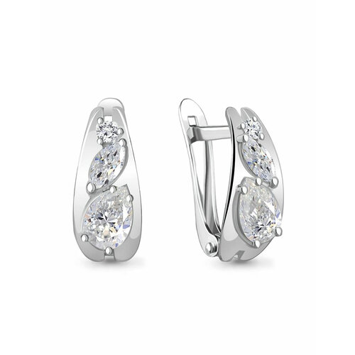 Серьги Amarin Jewelry, серебро, 925 проба, родирование, фианит, серебряный