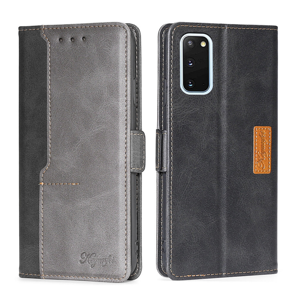 Чехол-книжка MyPads для
 Samsung Galaxy S20 / Самсунг S20, смешать два цвета (черный + серый)