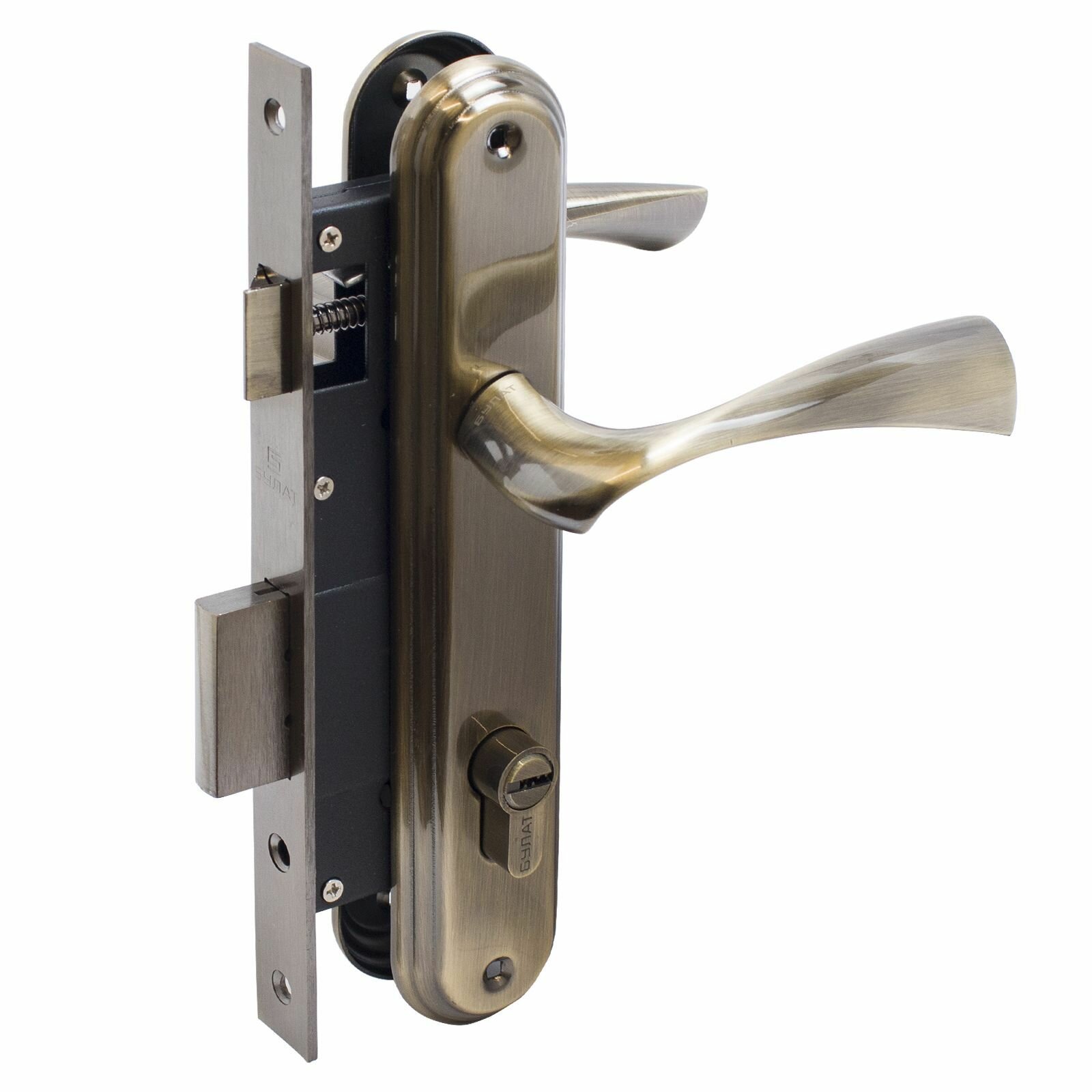 Замок врезной с ручками булат ЗВ4-1.03.01 номос бронза, 5 ключей