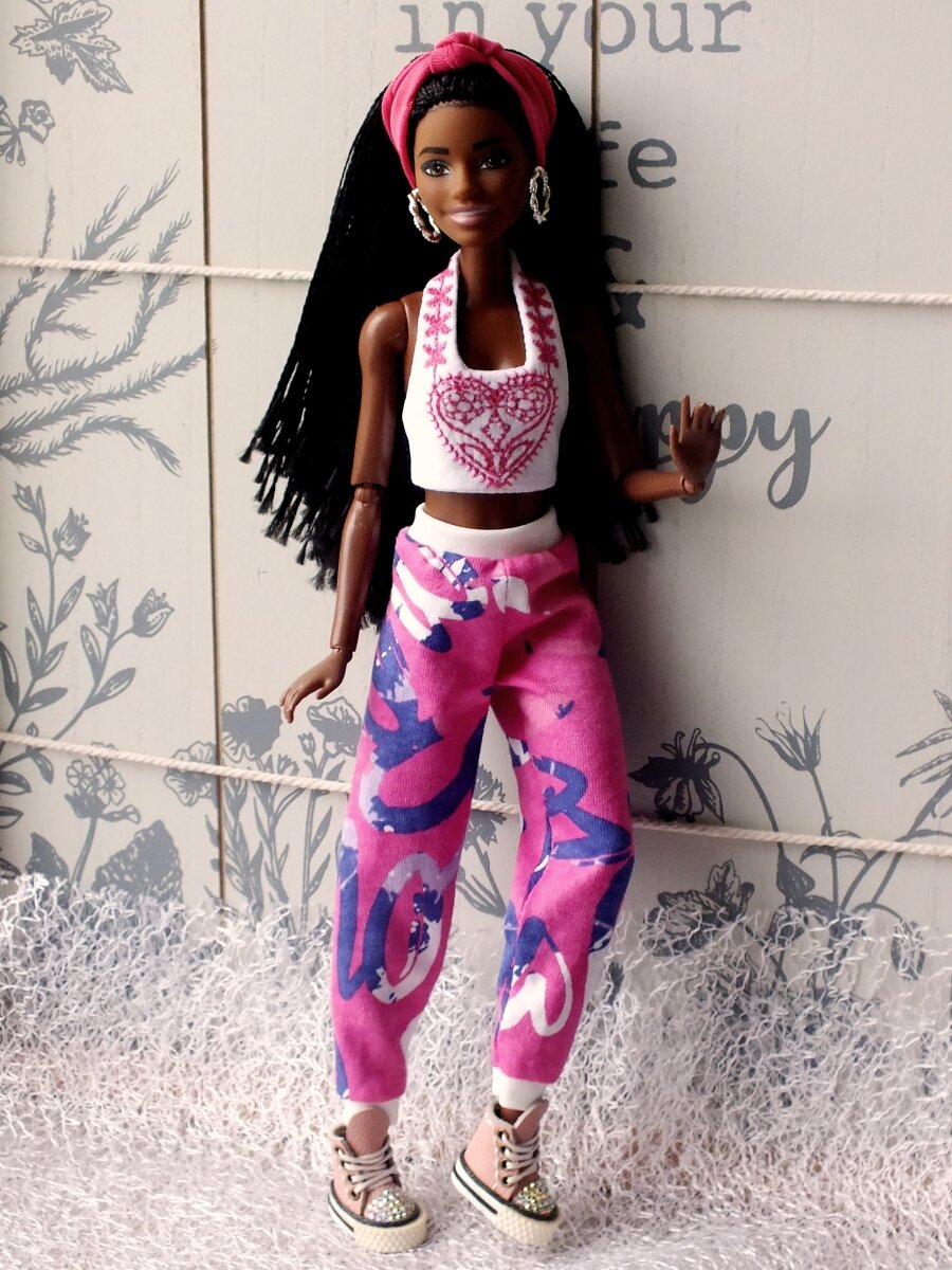фото Худи и брюки для куклы Барби, цвет розовый