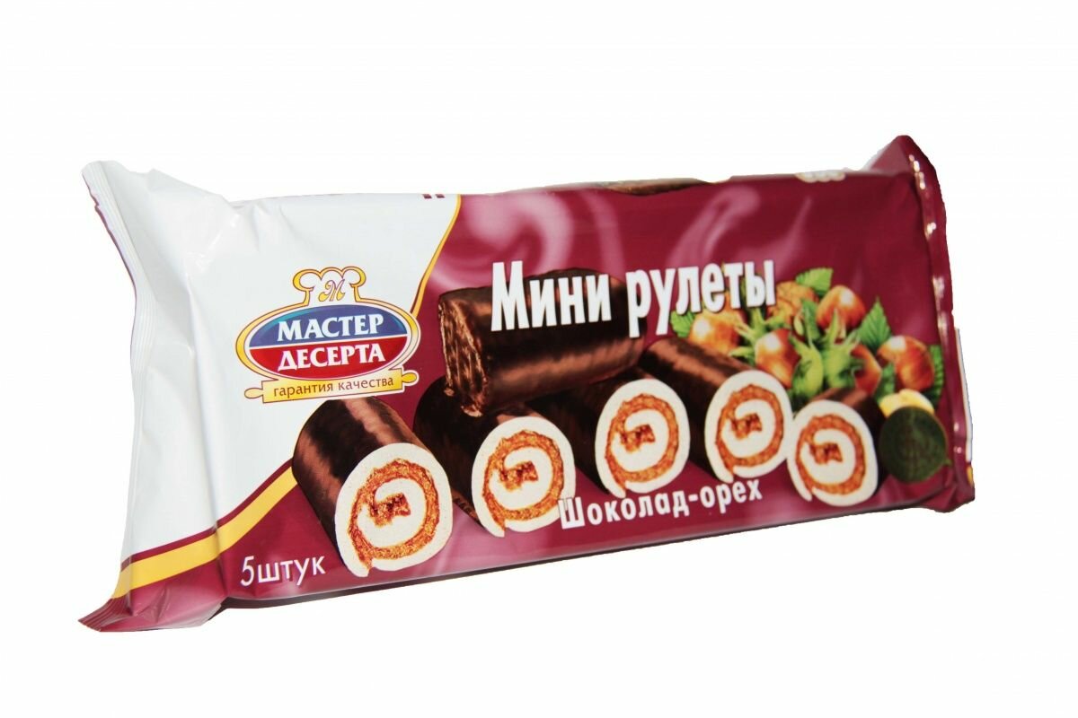 Мастер Десерта Мини рулеты с шоколадно ореховым кремом,175 г