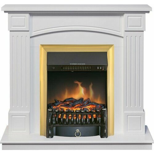 Каминокомплект Boston - Белый (Высота 925см) с очагом Fobos FX Brass