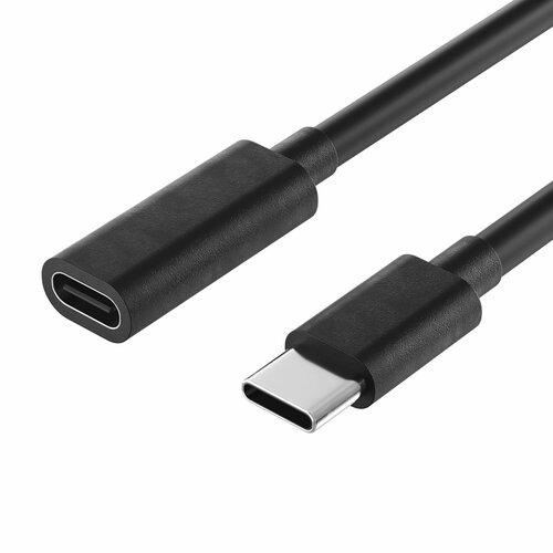 Кабель удлинитель GSMIN C10 Type-С (Male) - Type-C (Female) USB 2.0 480Mbps, 5-20В, 3А, 60Вт (2 м) (Черный)
