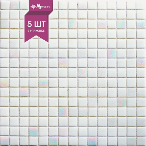 Изображение товара Мозаика стеклянная NSmosaic MIX23, белая глянцевая, 327x327 мм, упаковка 5 шт